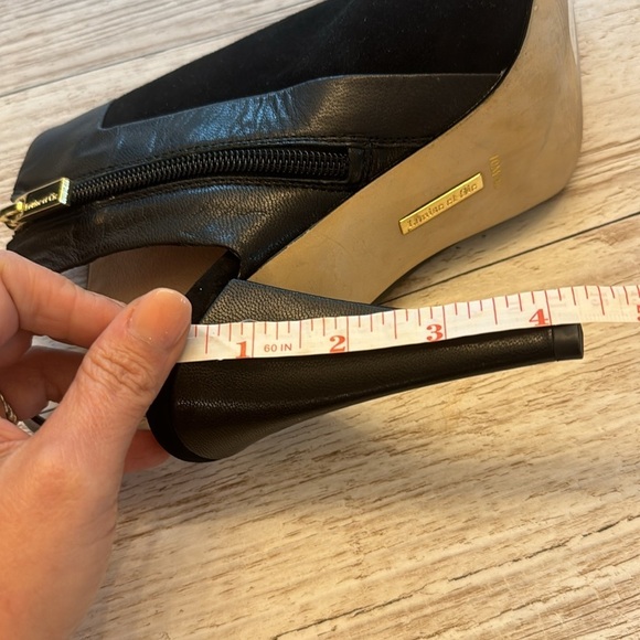 Louise et Cie Sabal Leather Peep Toe Sling Back Heeled Bootie Black 10 - Picture 8 of 8